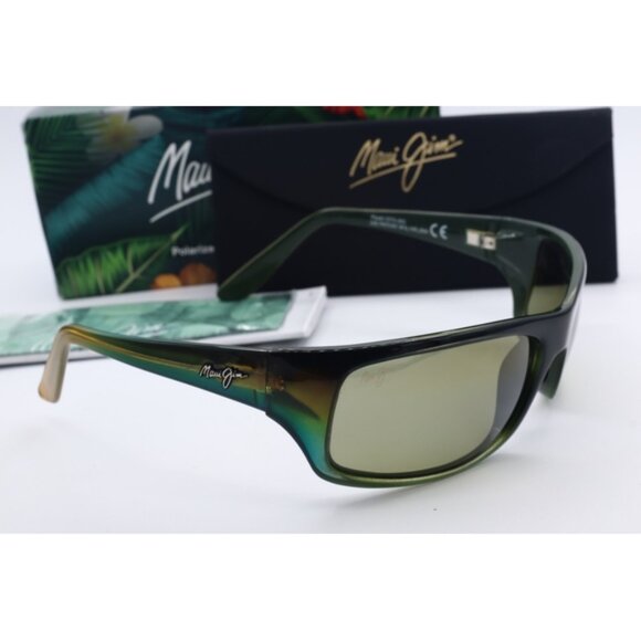Maui Jim Peahi MJ 202-71 Black/Green Wrap Sunglasses Bronze polarized Lens 65mm - Picture 3 of 6
